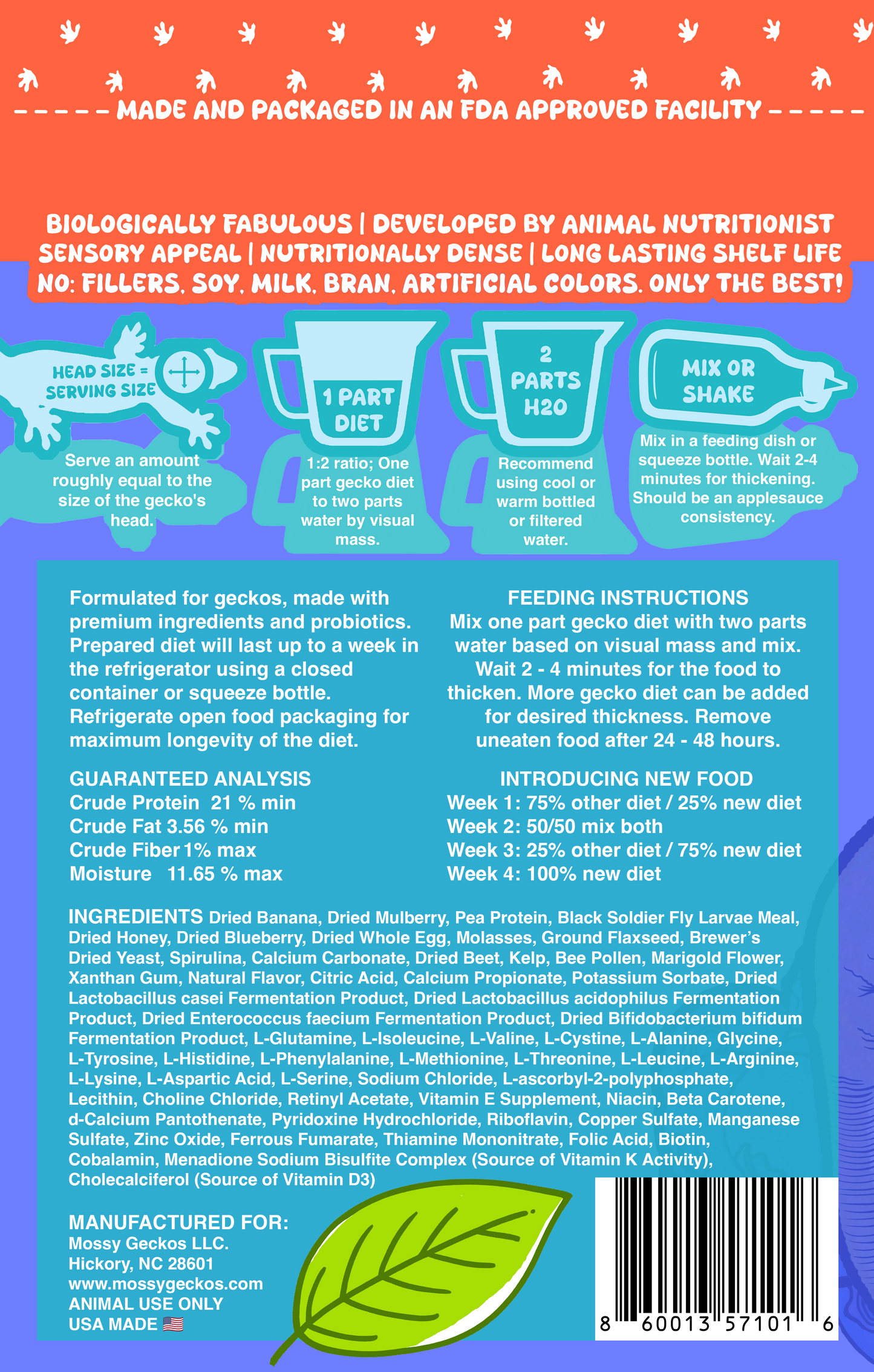 4 Pack of Gecko Diets