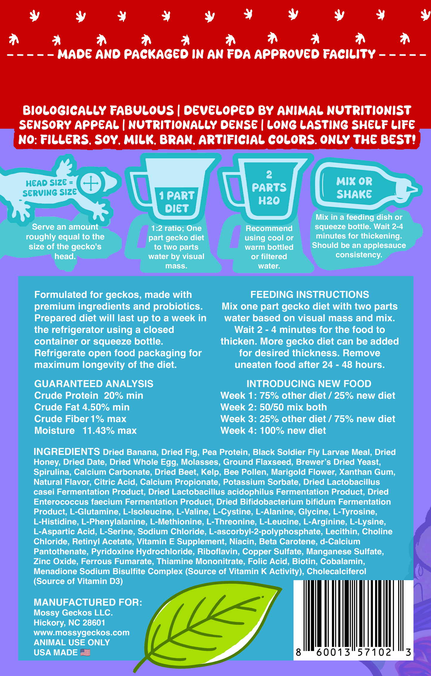 4 Pack of Gecko Diets