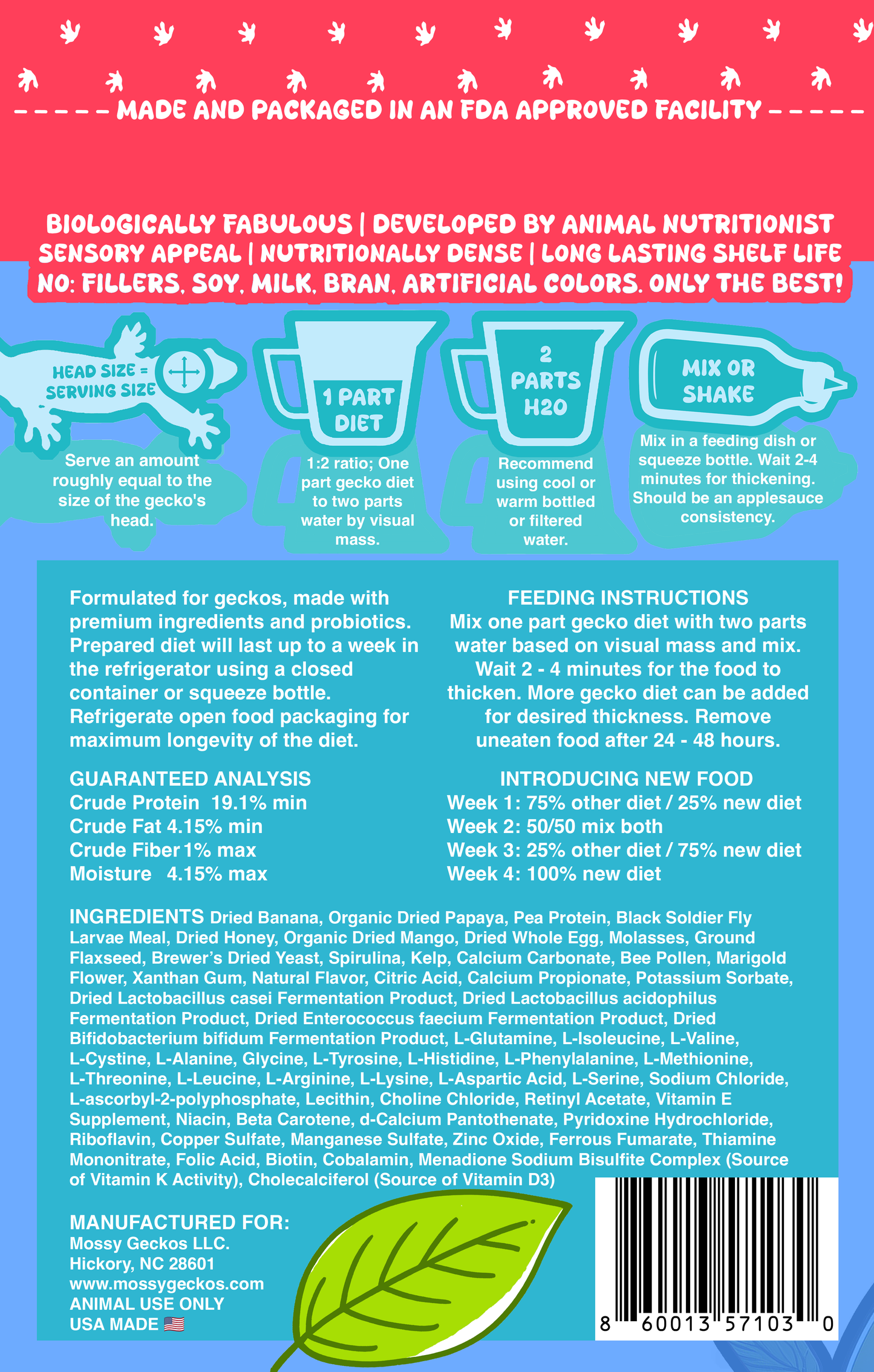 4 Pack of Gecko Diets