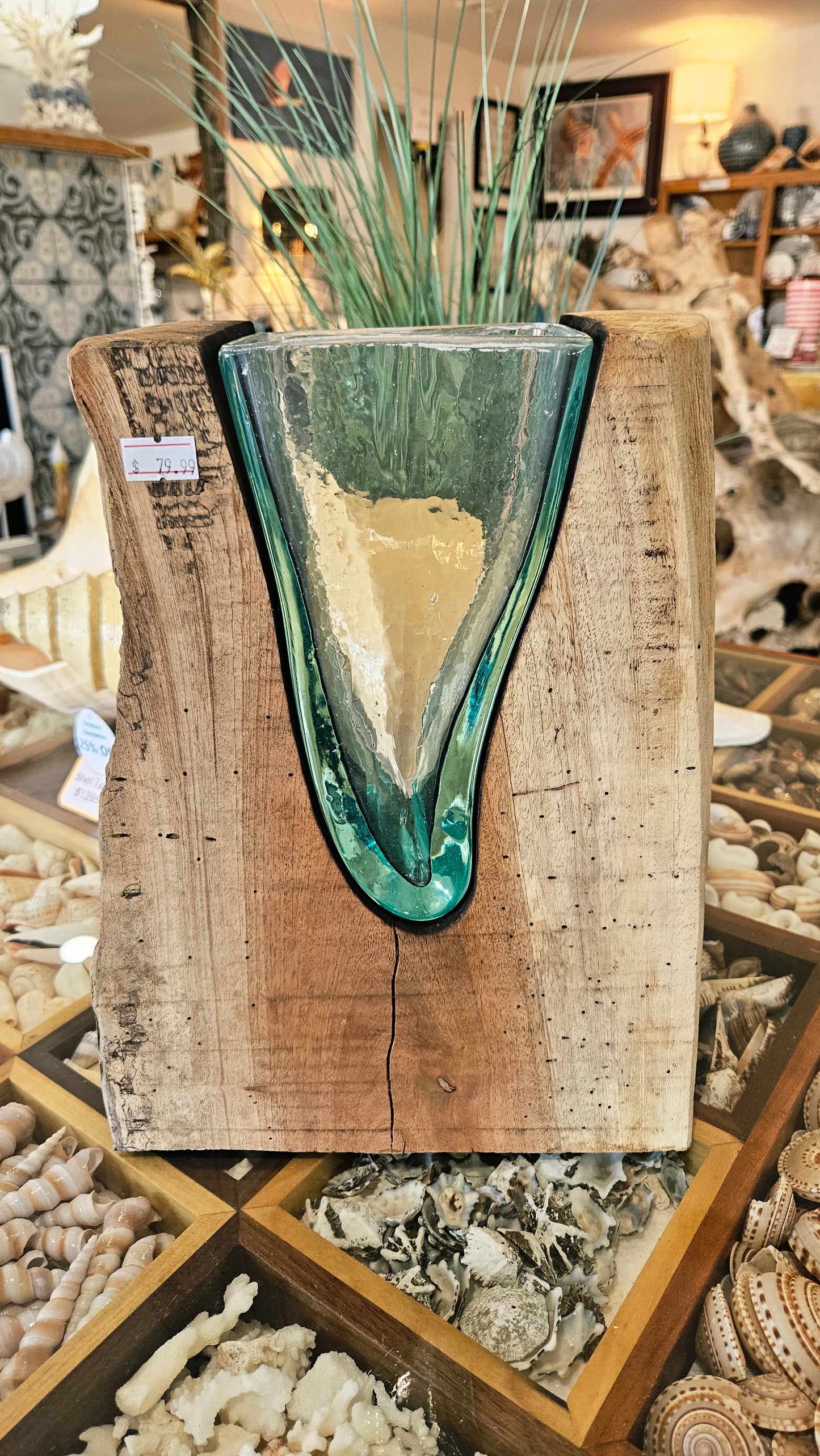 Tree Slice Glass Poured Molten Vase