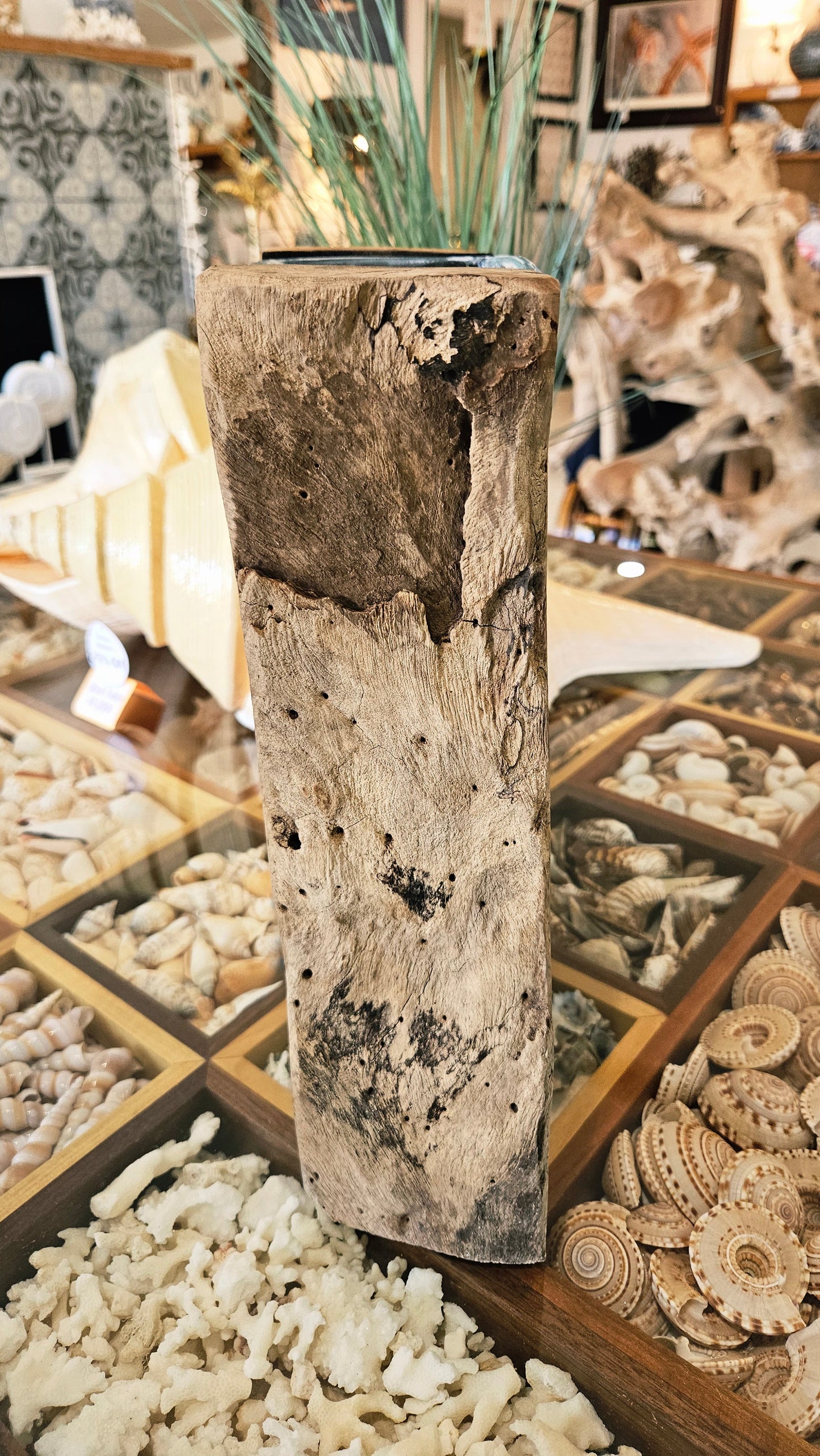 Tree Slice Glass Poured Molten Vase