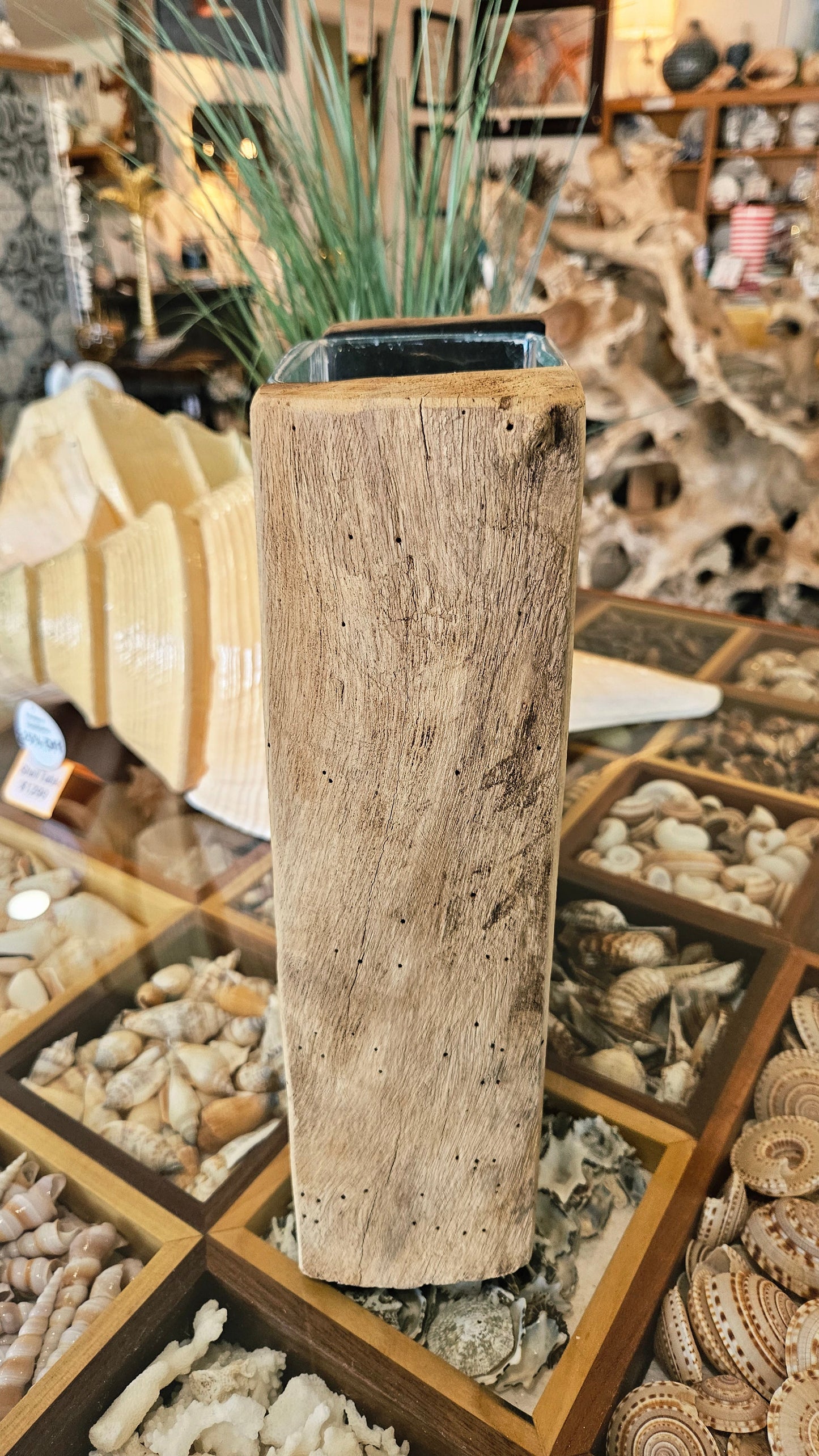 Tree Slice Glass Poured Molten Vase